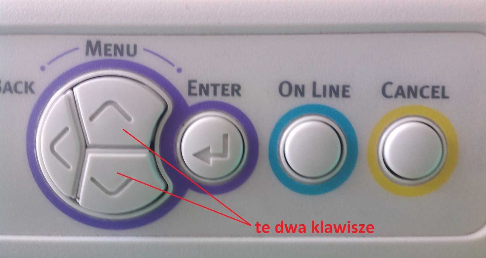 menu drukarki OKI 2 klawisze