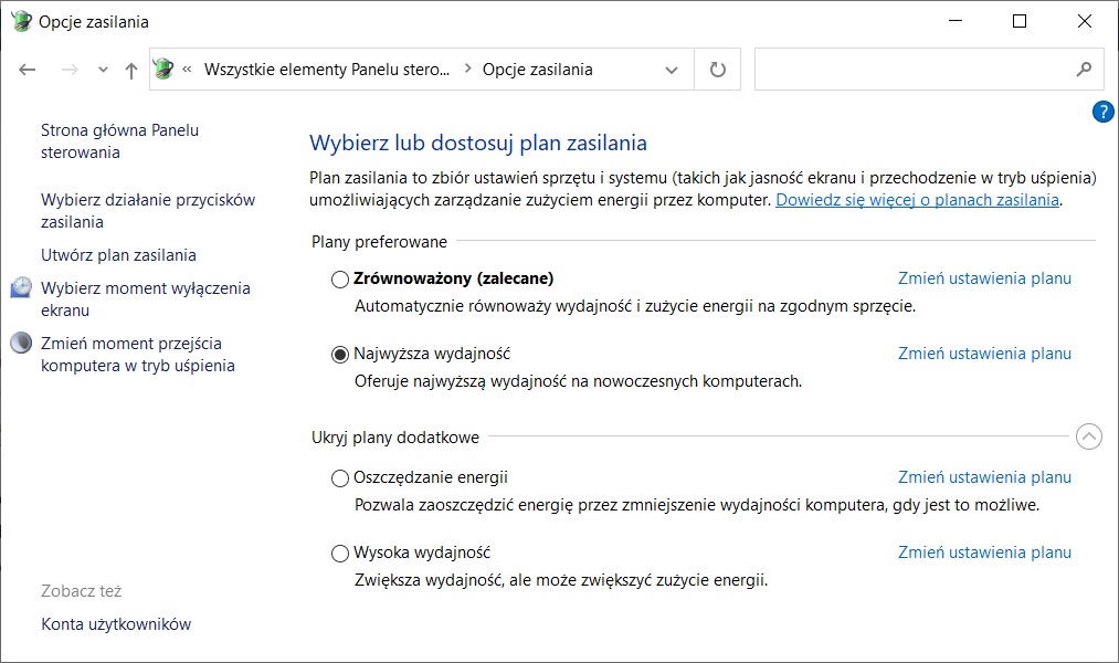 plany zasilania